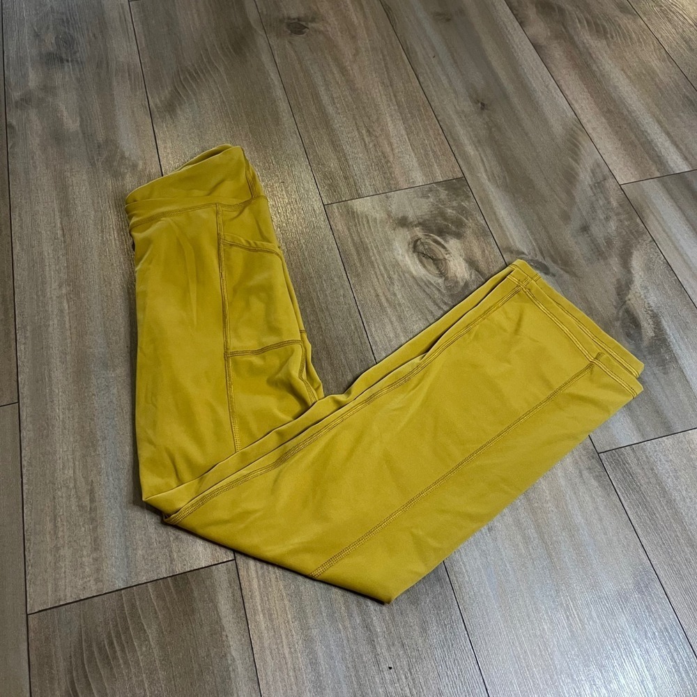 Free People Movement High‎ Waist Wide Leg Yoga Pants Ochre Yellow XS Bin N-31